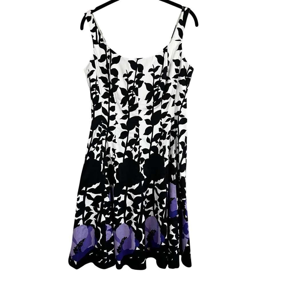 Nine West Floral Tank Dress White 8 Boho Indie Folk Preppy Chic Y2K Work Summer
